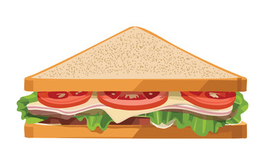Sandwich Cheese Vegetables Food Snack - Vector Illustration