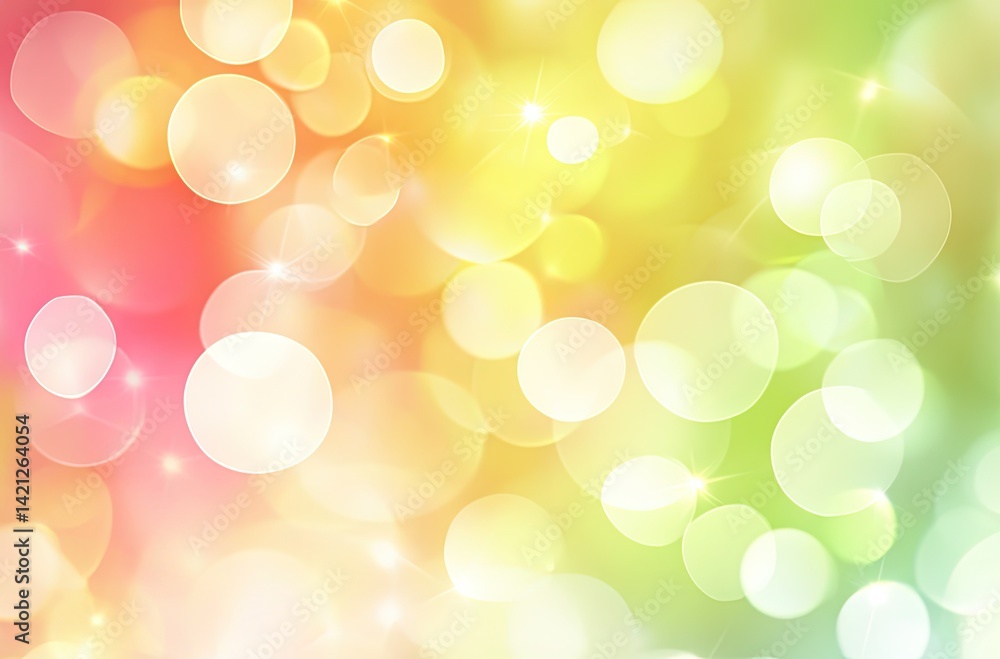 Poster abstract pastel bokeh background with glowing light circles and flares effect