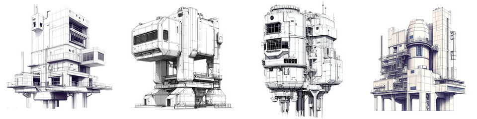 A futuristic robotic factory with advanced industrial architecture
