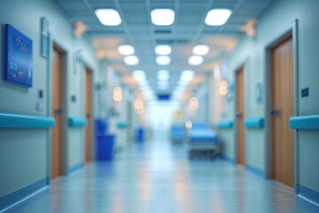 Fototapeta premium Serene Healthcare Corridor with Dreamy Blurred Background