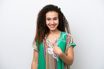 Young Arab woman isolated on white background with surprise facial expression