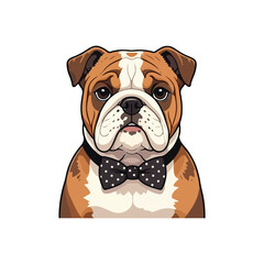 A cartoon boxer dog with a brown and white face