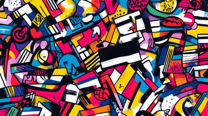 Obraz premium Bold colorful abstract artwork displays unique geometric pattern design