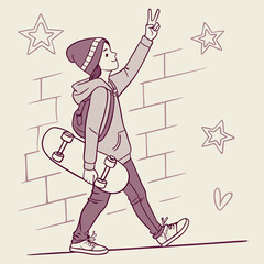 Chill Skater Boy with Beanie