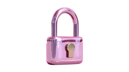 pink padlock isolated on white