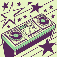 DJ Mixer with Neon Highlight