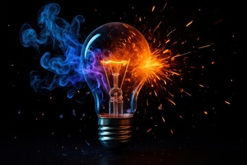 Conceptual image of innovation with smoke and sparks