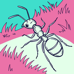 Ghost Ant in Neon Pop Art Shadow