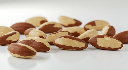 Fototapeta premium Brazil nuts white background. Brazilian food