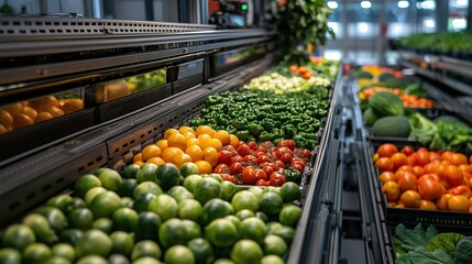Fresh Vegetables Display in Supermarket
