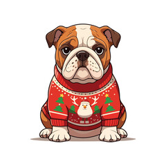 A cartoon boxer dog with a brown and white face