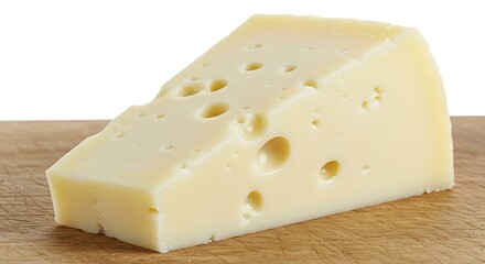 Slice of fresh white mine cheese on wooden board white background. Brazilian food