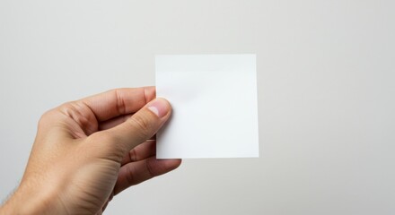 Obraz premium Hand Holding Blank White Sticky Note on White Background