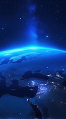 Fototapeta premium Earth from Space with Milky Way Galaxy
