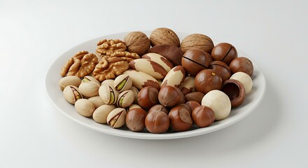 Fototapeta premium Nuts plate white background. Brazilian food