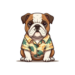 A cartoon boxer dog with a brown and white face