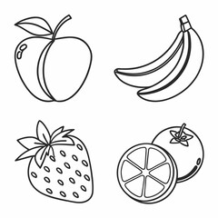 Minimalist Fruit Set – Line Art Icon
