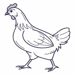 Minimalist Line Art Chicken Profile