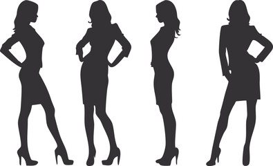 Silhouettes of women and girls in various poses, showcasing beauty, style, and movement