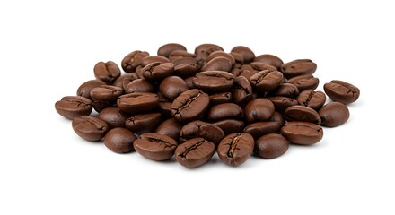Naklejka premium Roasted coffee beans white background. Brazilian food