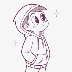 Shy Boy with Blush and Hoodie