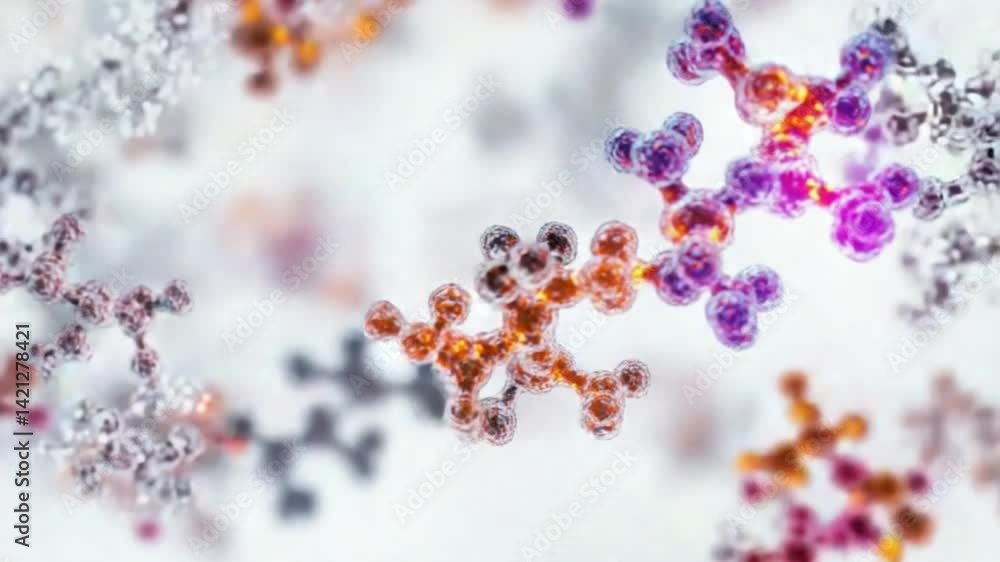 Poster molecular symphony: an abstract representation of molecular structures, intricate and colorful, crea