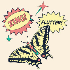 Tiger Swallowtail Butterfly – Splash Art with Retro Comic Flair