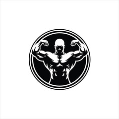 Minimalist Muscular Man Silhouette Logo – Fitness Vector Design