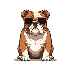 A cartoon boxer dog with a brown and white face