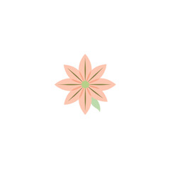 Geometrically balanced logo design coral pink and sage green abstract flowers form a minimalist floral cluster. Clean lines and a white background enhance the modern botanical composition