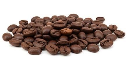 Naklejka premium Collected coffee beans white background. Brazilian food