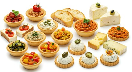 Delicious savory appetizers white background. Brazilian food