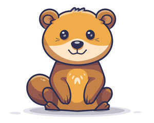 Fototapeta premium Cute hamster sitting on a white background. Vector illustration.