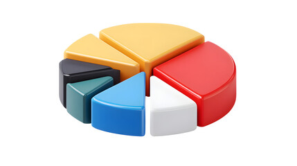 3d colorful pie chart isolated on white or transparent background