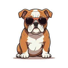 A cartoon boxer dog with a brown and white face