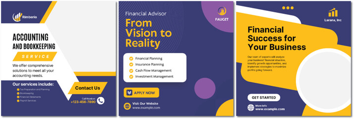 Professional accounting and financial advisor banner set for business growth