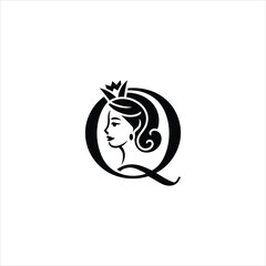 Queen Silhouette with Crown in Monogram Design