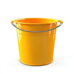 Empty bright orange plastic bucket isolated on white.
