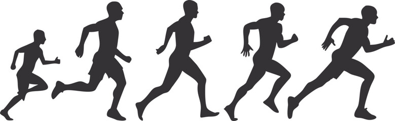 Silhouette of a young woman, girl, and woman in black, a vector illustration of people in sport and dance action figures