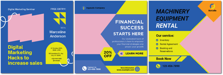 Dynamic Business Advertisement Set Showcasing Diverse Services and Opportunities