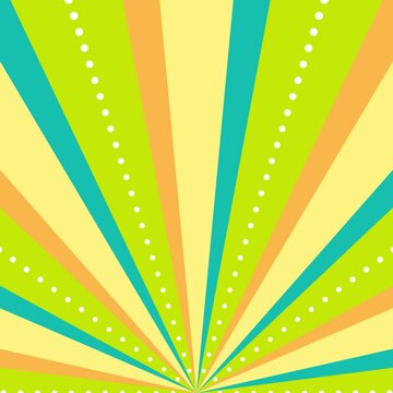 Loop video of rotating 4-color half sunburst and dot lines (vitamin color) [square video]