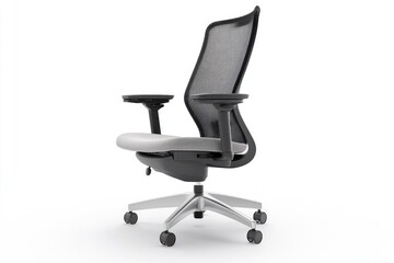 Modern ergonomic office chair with mesh back, adjustable arms, and comfortable padded seat.
