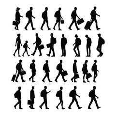 Silhouette walking person vector on a white background