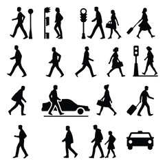 Silhouette walking person vector on a white background