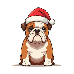 A cartoon boxer dog with a brown and white face