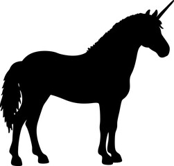 Obraz premium Majestic Unicorn Silhouette Elegant Black Horse Design Perfect for Fantasy Art Projects and Creative Designs