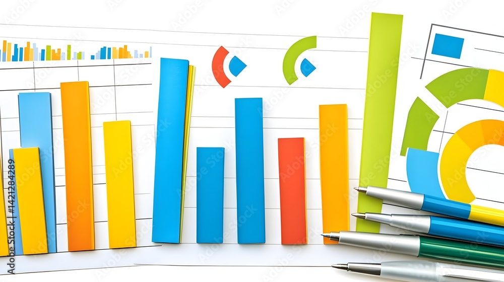 Poster workspace analysis inflation fluctuations in charts and graphs office environment overhead perspecti