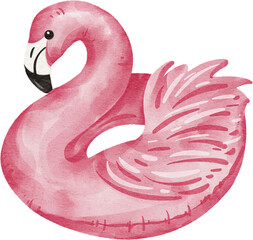 watercolor flamingo pool float © Je