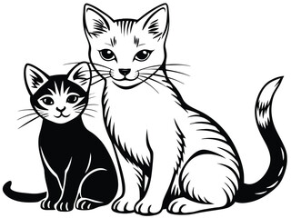 Whiskers in Harmony A Cat Silhouette Duo