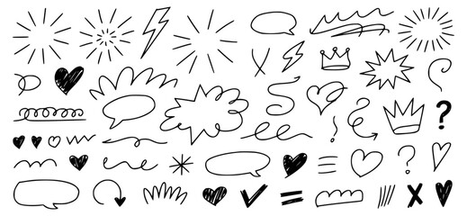Hand Drawn Doodle Shapes and Symbols Collection